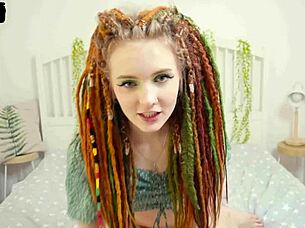 stepsister with dreadlocks sucked and rode my big cock, getting wet and cumming. 😈