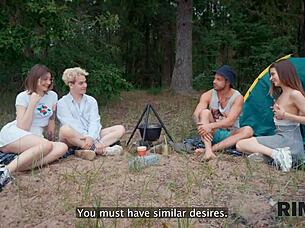 'Swap wives?' Mutual rimming and anal fuck in forest