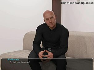 Master interacts with maid in casual anime cartoon setting