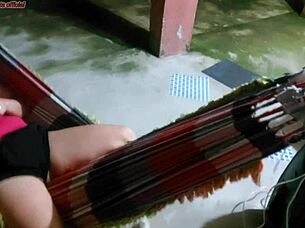 Distracted Stepmom Exposes Big Pussy on Hammock