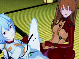 i watch asuka and rei sync their tight juicy pussies in evangelion