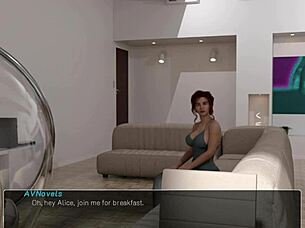 Master interacts with maid in casual anime cartoon setting