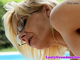 Mature Cougar Gets Assfucked Doggy Style By The Pool