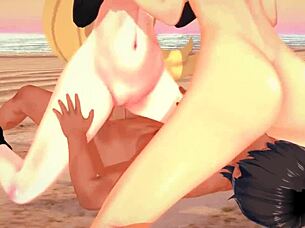 Pokemon Threesome With Flannery And Cynthia On Beach
