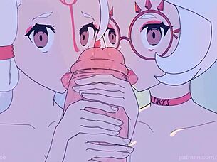 Purah and Paya passionately suck Link's dick in hentai