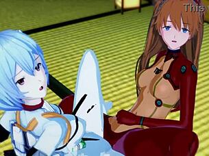 i watch asuka and rei sync their tight juicy pussies in evangelion