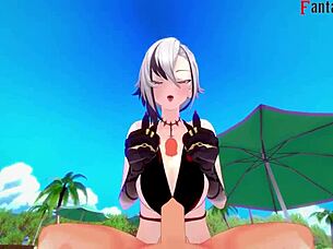 arlecchino fucks hard on the beach