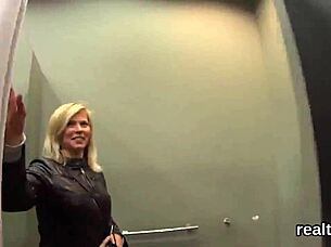 Gorgeous Czech cutie seduced in supermarket striptease, poked in POV with horny teen passion