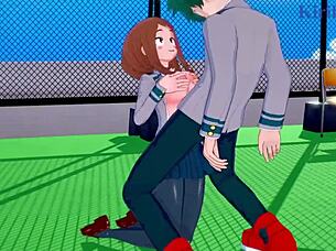 Ochako and Izuku have intense sex in My Hero Academia hentai