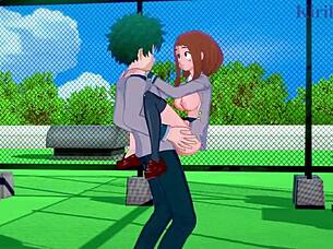 Ochako and Izuku have intense sex in My Hero Academia hentai
