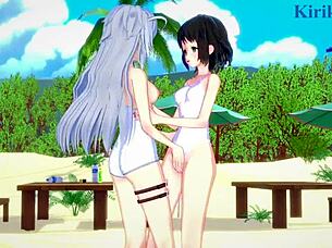 miku kohinata and laura bodewig, want to see your lesbian play in hentai?