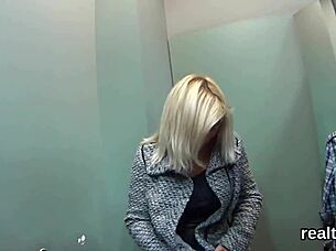 Gorgeous Czech cutie seduced in supermarket striptease, poked in POV with horny teen passion