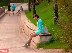 jeny smith in transparent dress upskirt heels shoes see through skirt cute crossdressing public what a tease!