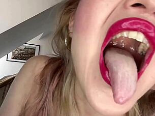 what's your secret obsession with those lips? huge tongue in lingerie?