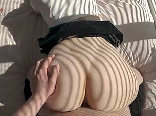 In the dorm, the young student rides secretly