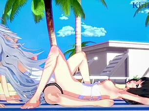 miku kohinata and laura bodewig, want to see your lesbian play in hentai?