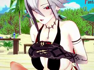 arlecchino fucks hard on the beach