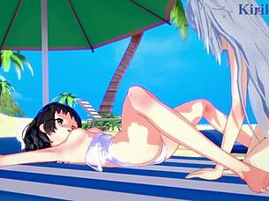 miku kohinata and laura bodewig, want to see your lesbian play in hentai?