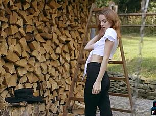 Tiny Teen Kate Strips Naked Outdoors