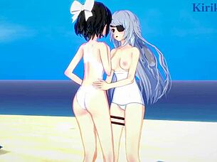 miku kohinata and laura bodewig, want to see your lesbian play in hentai?