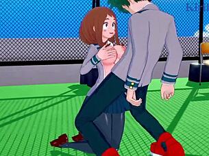 Ochako and Izuku have intense sex in My Hero Academia hentai