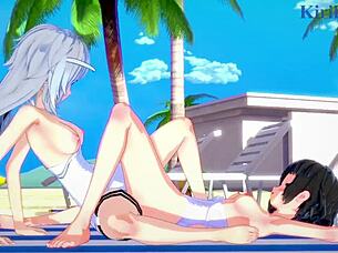 miku kohinata and laura bodewig, want to see your lesbian play in hentai?