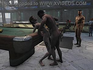 fo4 pool table party with cute brunettes