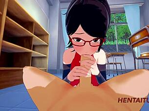 bakugou and sarada have hard sex at school in this hentai. 😏