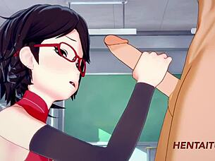 bakugou and sarada have hard sex at school in this hentai. 😏
