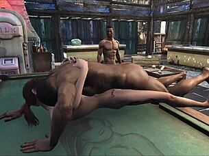 fo4 pool table party with cute brunettes