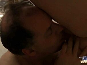 I enjoy beautiful young pussy in deep sex with old grandpa's cock