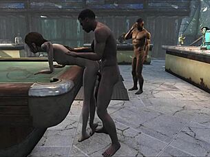 fo4 pool table party with cute brunettes