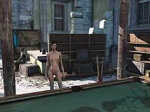 fo4 pool table party with cute brunettes