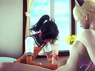 yaoi femboy simon holding that huge dick 😲