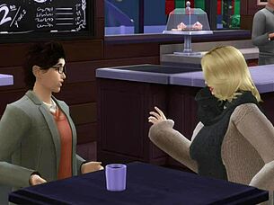 After coffee with a friend, he fucks her in the bathroom teasingly