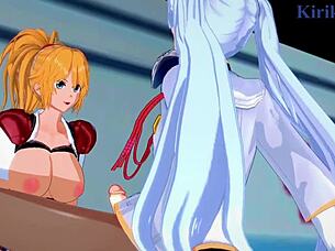 setsuko ohara, excellen browning, and ruri hoshino in intense futanari lesbian sex from super robot wars hentai