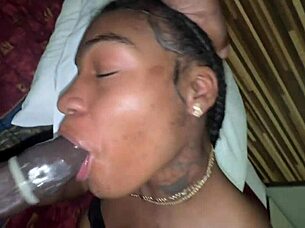 convinced gay ebony girl to suck fat dick while girlfriend watches