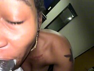 convinced gay ebony girl to suck fat dick while girlfriend watches