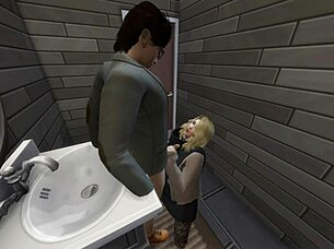 After coffee with a friend, he fucks her in the bathroom teasingly