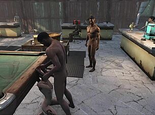 fo4 pool table party with cute brunettes