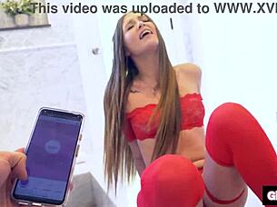 Audrey Hempburne experiences intense orgasms during tight pussy riding