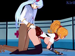 setsuko ohara, excellen browning, and ruri hoshino in intense futanari lesbian sex from super robot wars hentai