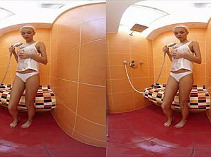 Karol Lilien gets hot for your cock in the shower and room.