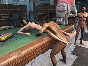fo4 pool table party with cute brunettes