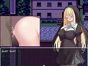 Sister Christina's Blowjob, Masturbation, and Gangbang in Hentai Game