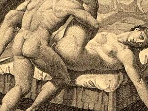 A Vintage Illustration Depicts An Erotic Scene From Anime