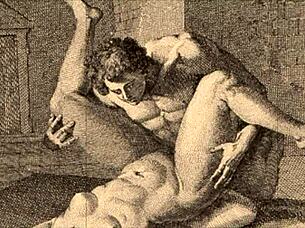 A Vintage Illustration Depicts An Erotic Scene From Anime