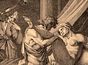 A Vintage Illustration Depicts An Erotic Scene From Anime