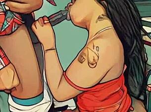 Mommy Sucks Stepbro Cock Like She Has No Teeth in Hentai Facial