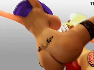 3dgspot - two busty lesbians try double dildo in a public store uncensored sex.